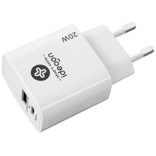 USB Ladegerät, weiss, 2 Ports, 1x USB-C und USB-A, 20 W, Power Delivery 3.0 für schnelles Laden von iPhone, Samsung, Huawai, Xiaomi