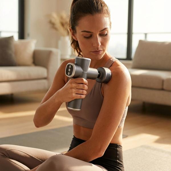 Hand-Massagepistole, Wärme- & Kältefunktion, mit 5 Massageköpfen, USB-C, Massage Gun, 4 Geschwindigkeitsstufen bis 2800 U/min, Muskelentspannung