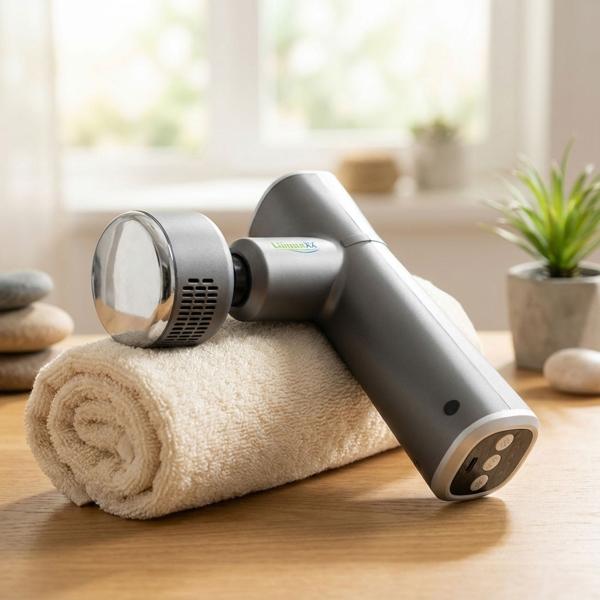 Hand-Massagepistole, Wärme- & Kältefunktion, mit 5 Massageköpfen, USB-C, Massage Gun, 4 Geschwindigkeitsstufen bis 2800 U/min, Muskelentspannung