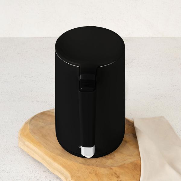 Mattschwarzer Doppelwand Wasserkocher (1,7L, 1800W): 360° drehbar, energiesparend & sicher, Cool-Touch, schnell & stilvoll für Ihre Küche