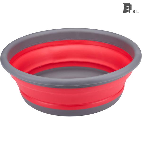 Faltschüssel 8L Ø 37 cm - Platzsparender Küchenhelfer für Camping & Reise - Robust, spülmaschinenfest Rot/Anthrazit - Ideal für kleine Küchen