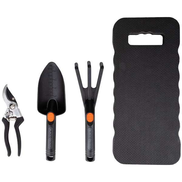 Gartenwerkzeug-Set 4-teilig - Optimale Pflanzenpflege, Blumenpflege & Gartengestaltung - Inkl. Kniematte, Blumenkelle, Gartenkralle, Schere