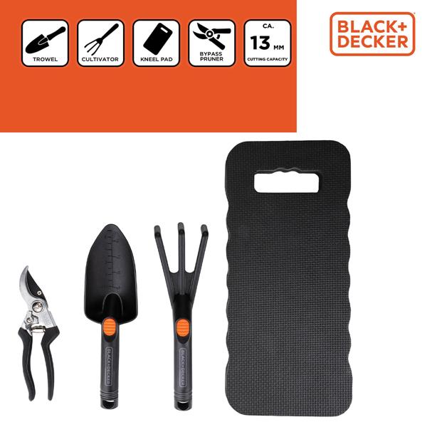 Gartenwerkzeug-Set 4-teilig - Optimale Pflanzenpflege, Blumenpflege & Gartengestaltung - Inkl. Kniematte, Blumenkelle, Gartenkralle, Schere