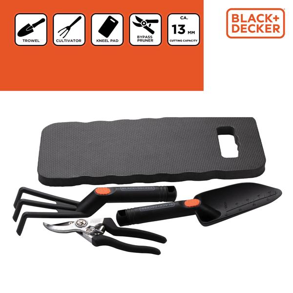 Gartenwerkzeug-Set 4-teilig - Optimale Pflanzenpflege, Blumenpflege & Gartengestaltung - Inkl. Kniematte, Blumenkelle, Gartenkralle, Schere