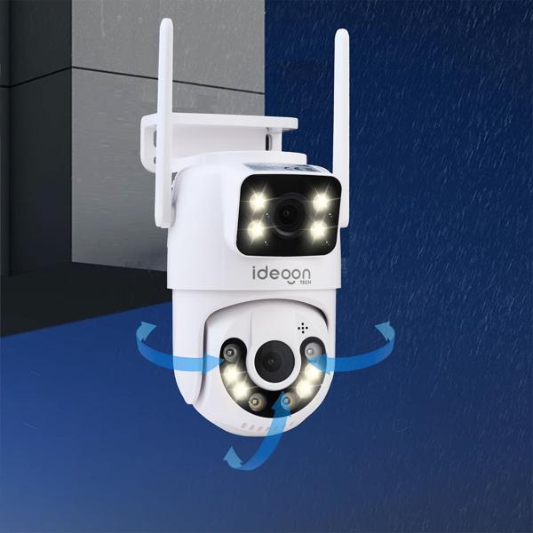 2er-Set Zuverlässige Dual Lens IP Outdoor-Überwachungskamera, 355° schwenkbar & neigbar – Leistungsstark mit Nachtsicht, Gegensprechen & Aufnahme