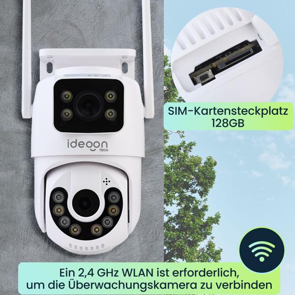 Zuverlässige Dual Lens IP Outdoor-Überwachungskamera, 355° schwenkbar & neigbar – Leistungsstarke Kamera mit Nachtsicht, Gegensprechen & Aufnahme