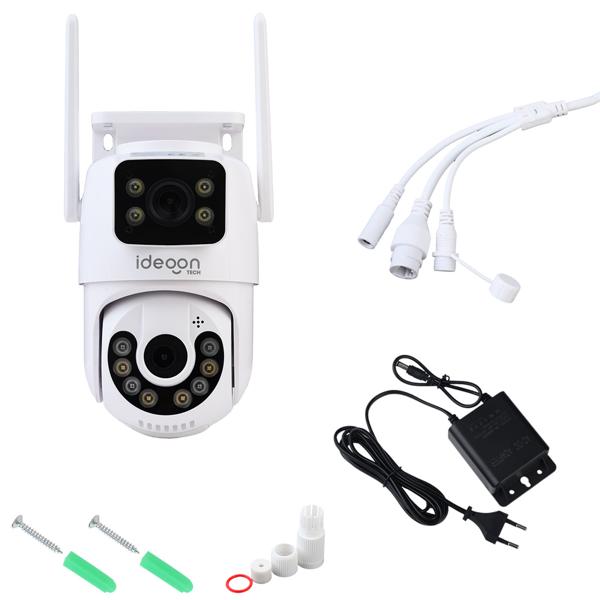 2er-Set Zuverlässige Dual Lens IP Outdoor-Überwachungskamera, 355° schwenkbar & neigbar – Leistungsstark mit Nachtsicht, Gegensprechen & Aufnahme