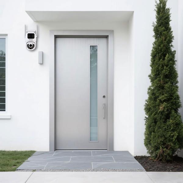 2er-Set Zuverlässige Dual Lens IP Outdoor-Überwachungskamera, 355° schwenkbar & neigbar – Leistungsstark mit Nachtsicht, Gegensprechen & Aufnahme