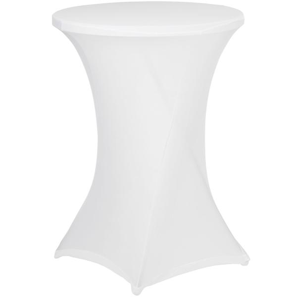 Weisse Stehtischhusse: Ø 90cm, bis 115cm Höhe, faltenfrei - Elegante Stretchhusse für Stehtische – Perfekt für Partys, Hochzeiten & Events, Edle Optik