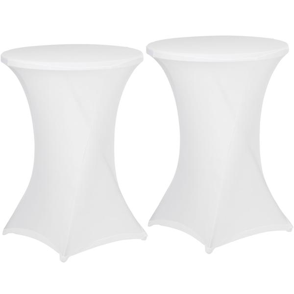 2er-Set Weisse Stehtischhusse: Ø 90cm, bis 115cm Höhe, faltenfrei - Elegante Stretchhusse für Stehtische – für Partys, Hochzeiten & Events, Edle Optik