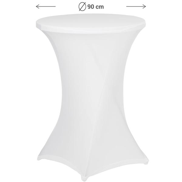 2er-Set Weisse Stehtischhusse: Ø 90cm, bis 115cm Höhe, faltenfrei - Elegante Stretchhusse für Stehtische – für Partys, Hochzeiten & Events, Edle Optik