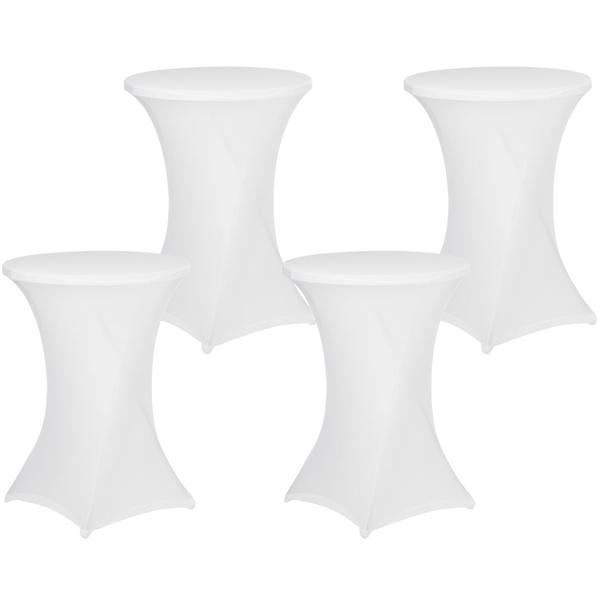4er-Set Weisse Stehtischhusse: Ø 90cm, bis 115cm Höhe, faltenfrei - Elegante Stretchhusse für Stehtische – Edle Optik für Partys, Hochzeiten & Events