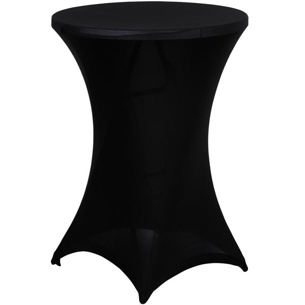 Elegante schwarze Stehtischhusse, Ø 90cm, bis 115cm Höhe – Stilvolle Stretch-Husse für Events & Feiern