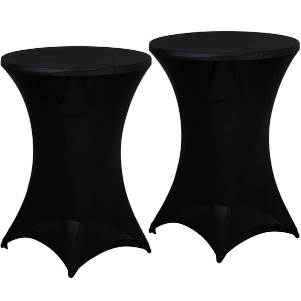 2er-Set Elegante schwarze Stehtischhusse, Ø 90cm, bis 115cm Höhe – Stilvolle Stretch-Husse für Events & Feiern