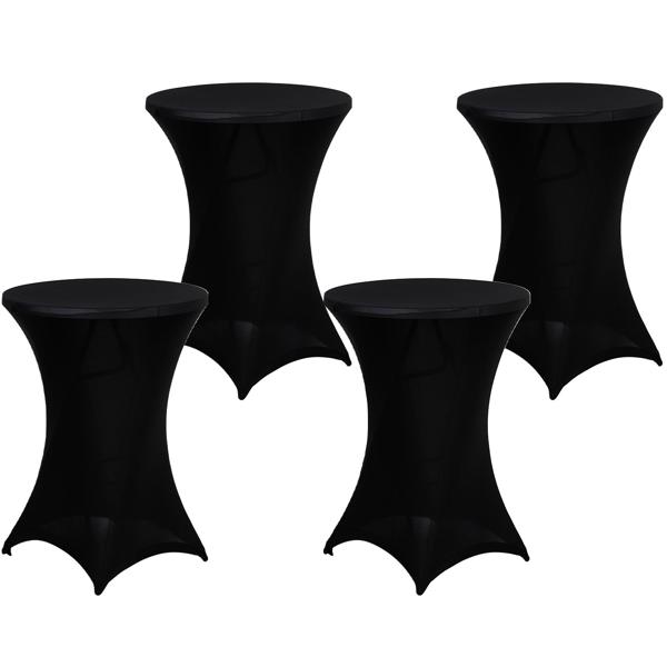 4er-Set Elegante schwarze Stehtischhusse, Ø 90cm, bis 115cm Höhe – Stilvolle Stretch-Husse für Events & Feiern