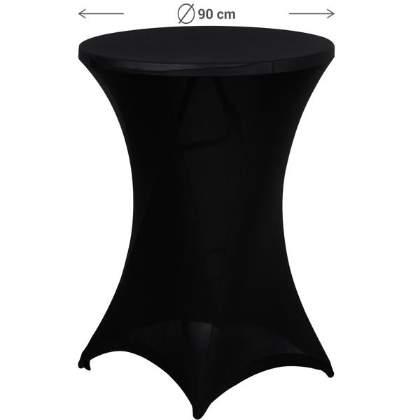 4er-Set Elegante schwarze Stehtischhusse, Ø 90cm, bis 115cm Höhe – Stilvolle Stretch-Husse für Events & Feiern
