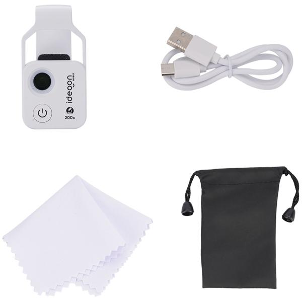 Mikroskop-Vorsatzlinse für Smartphone/Tablet 200x: Mit 6 LEDs für detailreiche Nahaufnahmen, weiss - Entdecken Sie die Mikro-Welt