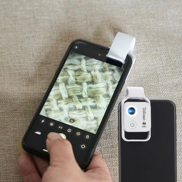 Mikroskop-Vorsatzlinse für Smartphone/Tablet 200x: Mit 6 LEDs für detailreiche Nahaufnahmen, weiss - Entdecken Sie die Mikro-Welt