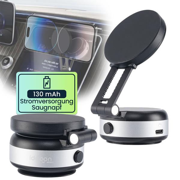 Ultra-Starker Magnetischer Smartphone-Halter mit elektrischem Vakuum-Saugnapf - Super Halt – Sicherer & mobiler Smartphone-Halter für Auto, Küche & Schreibtisch