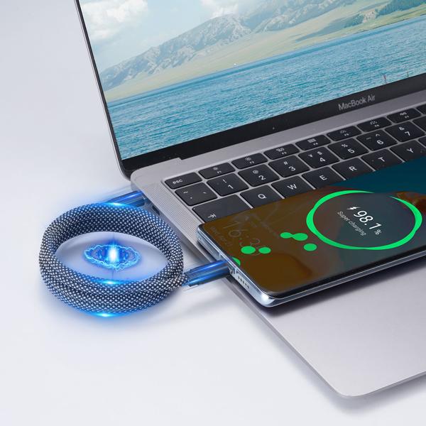 2er-Set USB-C Ladekabel 100W, 2m: Magnetische Aufrollfunktion, schnell & knotenfrei – zuverlässig für Samsung, Xiaomi, iPad, iPhone, Notebooks uvm.