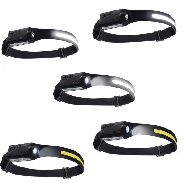 2er-Set COB-LED Stirnlampe 230° Weitwinkel: Helles 350lm Licht mit Gestensteuerung, Perfekt für Joggen, Wandern & Handwerk – Immer freie Hände