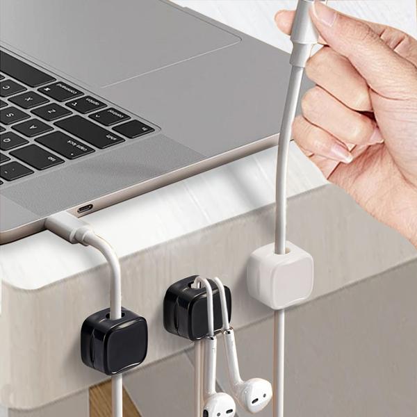 Kabelorganizer (6er-Set) mit Magnetclip – Schreibtisch-Kabelhalter, selbstklebend & flexibel – Für Zuhause & Büro, schwarz
