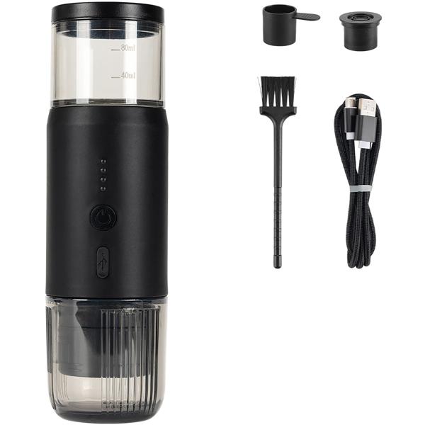 Tragbare Espressomaschine für Kapsel & Pulver, 15 bar, schwarz: Perfekter Espresso unterwegs, kompakt & einfach zu bedienen, für Reisen, Camping &Büro