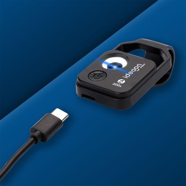 Mikroskop-Vorsatzlinse für Smartphone/Tablet 200x: Mit 6 LEDs für detailreiche Nahaufnahmen, schwarz - Entdecken Sie die Mikro-Welt