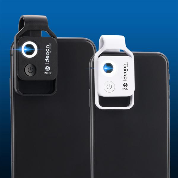 Mikroskop-Vorsatzlinse für Smartphone/Tablet 200x: Mit 6 LEDs für detailreiche Nahaufnahmen, schwarz - Entdecken Sie die Mikro-Welt