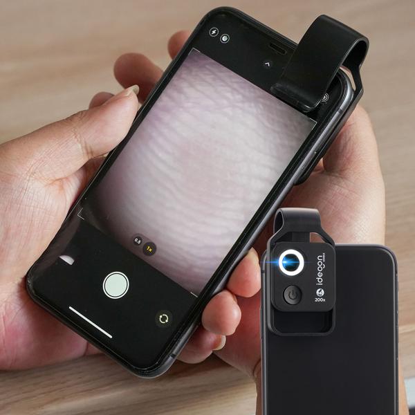 Mikroskop-Vorsatzlinse für Smartphone/Tablet 200x: Mit 6 LEDs für detailreiche Nahaufnahmen, schwarz - Entdecken Sie die Mikro-Welt