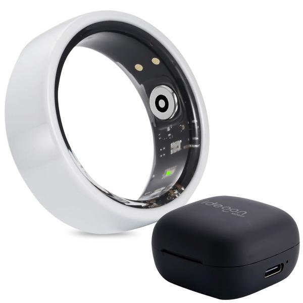 Smart-Ring Grösse 65, weiss – Fitness & Schlaf Tracker aus Keramik, wasserdicht (IP68) – Inkl. Ladebox & kostenloser App