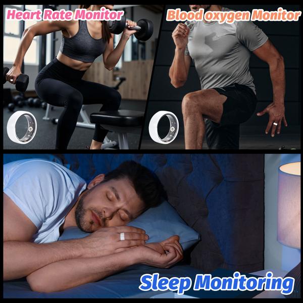 Smart-Ring Grösse 65, weiss – Fitness & Schlaf Tracker aus Keramik, wasserdicht (IP68) – Inkl. Ladebox & kostenloser App