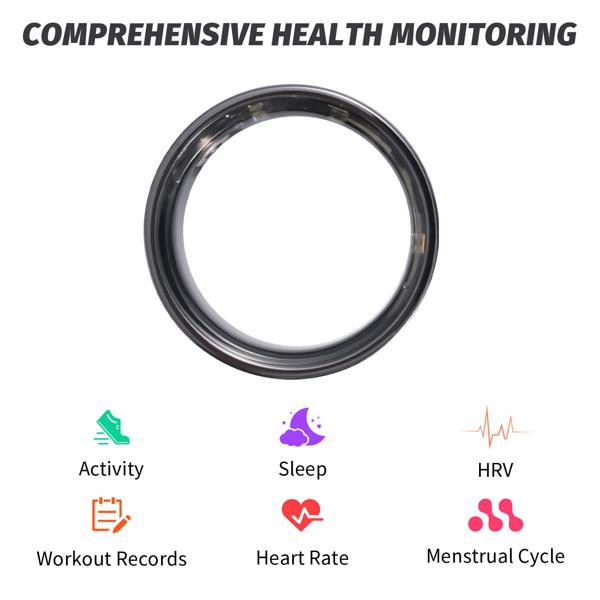 Smart-Ring Grösse 65, weiss – Fitness & Schlaf Tracker aus Keramik, wasserdicht (IP68) – Inkl. Ladebox & kostenloser App