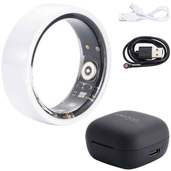 Smart-Ring Grösse 65, weiss – Fitness & Schlaf Tracker aus Keramik, wasserdicht (IP68) – Inkl. Ladebox & kostenloser App