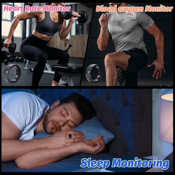 Smart Ring, schwarz, Keramik, inkl. Ladebox, Grösse 60: Dein Fitness & Schlaf Tracker – Elegant und ein smarter Begleiter für ein aktives Leben