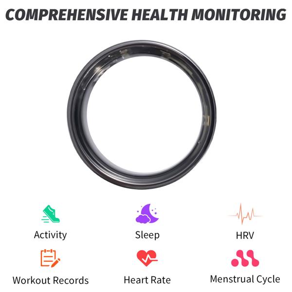 Smart Ring, schwarz, Keramik, inkl. Ladebox, Grösse 60: Dein Fitness & Schlaf Tracker – Elegant und ein smarter Begleiter für ein aktives Leben