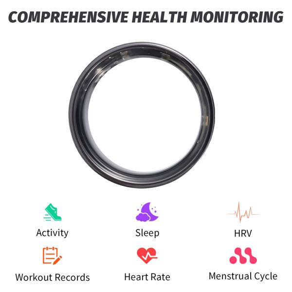 Smart-Ring, schwarz, Keramik, inkl. Ladebox, Grösse 63: Dein Fitness & Schlaf Tracker – Elegant und ein smarter Begleiter für ein aktives Leben