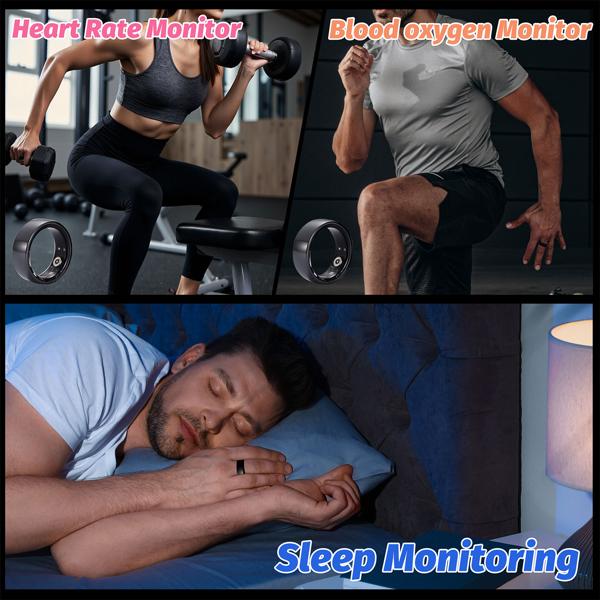 Smart-Ring, schwarz, Keramik, inkl. Ladebox, Grösse 65: Dein Fitness & Schlaf Tracker – Elegant und ein smarter Begleiter für ein aktives Leben