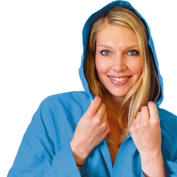 Mikrofaser-Bademantel XXL hellblau - Leicht, saugfähig & schnell trocknend für Sport, Reise & Sauna - Unisex, 80% Polyester, 20% Polyamid, 500g