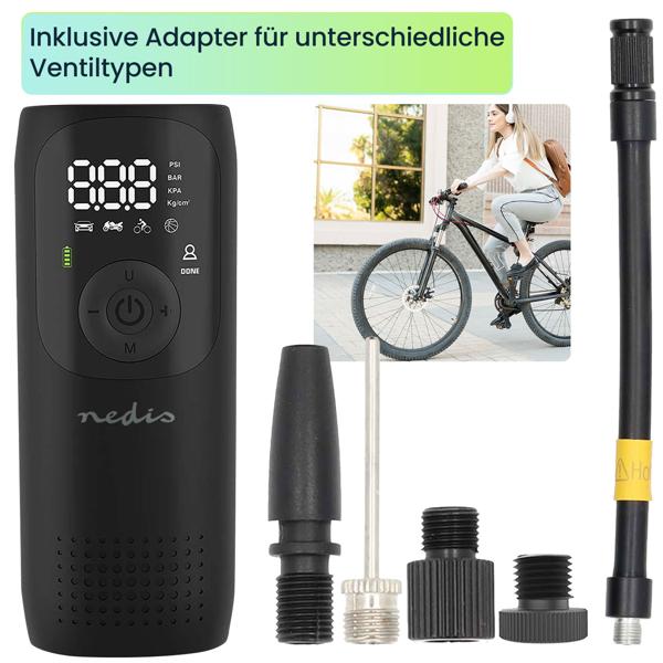 Mobile Akku-Kompressor-Luftpumpe: 0,1-10,3 Bar, 4000mAh, digitale Anzeige & Arbeitsleuchte – Leistungsstark & präzise aufpumpen