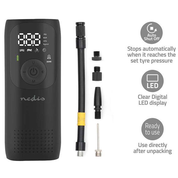 Mobile Akku-Kompressor-Luftpumpe: 0,1-10,3 Bar, 4000mAh, digitale Anzeige & Arbeitsleuchte – Leistungsstark & präzise aufpumpen