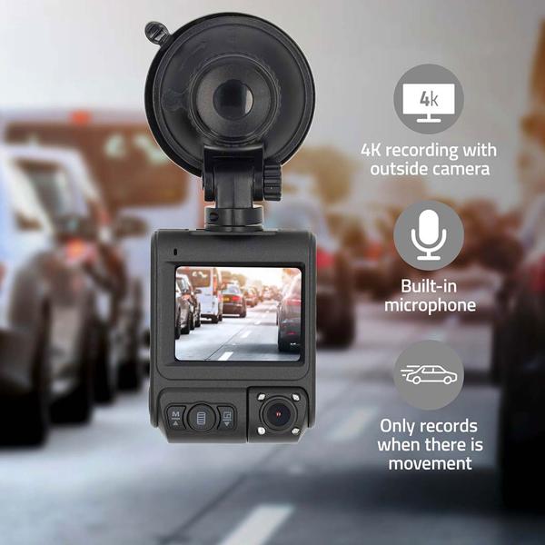 Hochauflösende Ultra HD 4K Dashcam mit 140 Grad Weitwinkelobjektiv, GPS-Tracking und Parküberwachung, USB-C Anschluss und Foto/Video Funktion