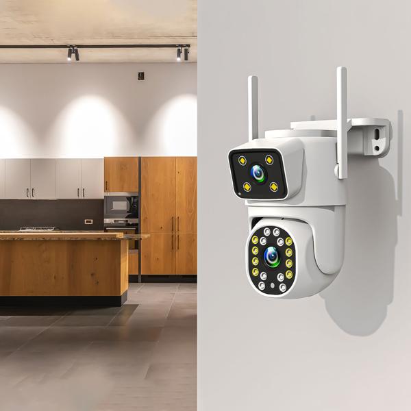 Dual Kamera Outdoor mit smarter Infrarot-Nachtsicht, Schutzklasse IP65 - Überwachung und Kontrolle bei Tag und Nacht