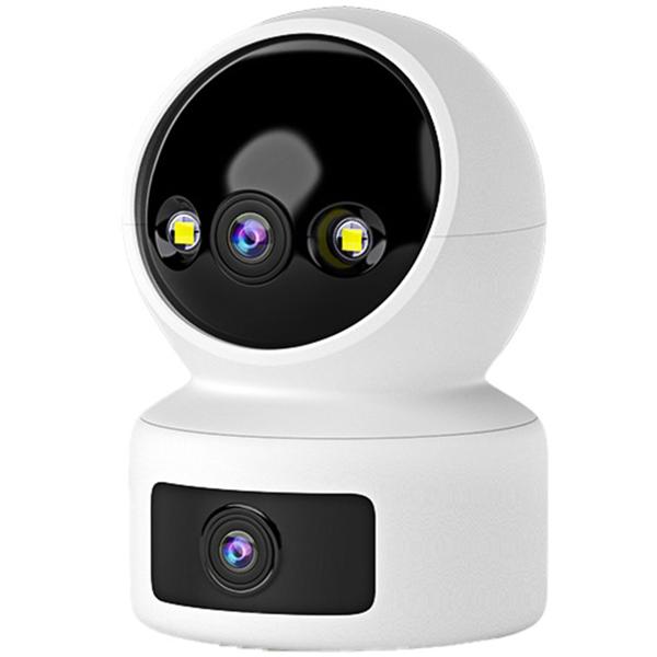 Dual Überwachungskamera Indoor - Full HD, IR-Nachtsicht (10m), WLAN, Zwei-Wege-Kommunikation - 345°/65° Schwenkbereich, 128 GB MicroSD-Unterstützung