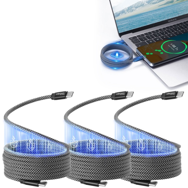 3er-Set USB-C Ladekabel 100W, 1m: Magnetische Aufrollfunktion, schnell & knotenfrei – zuverlässig für Samsung, Xiaomi, iPad, iPhone, Notebooks uvm.