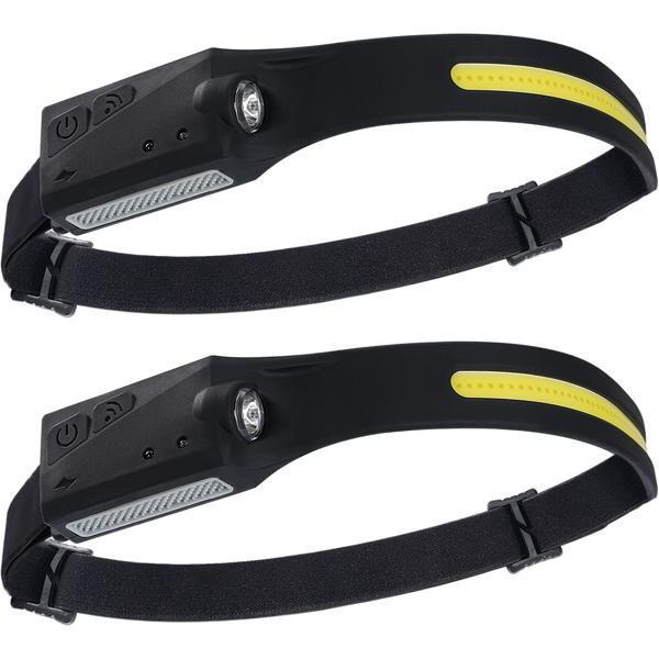 2er-Set COB-LED Stirnlampe 230° Weitwinkel: Helles 350lm Licht mit Gestensteuerung, Perfekt für Joggen, Wandern & Handwerk – Immer freie Hände
