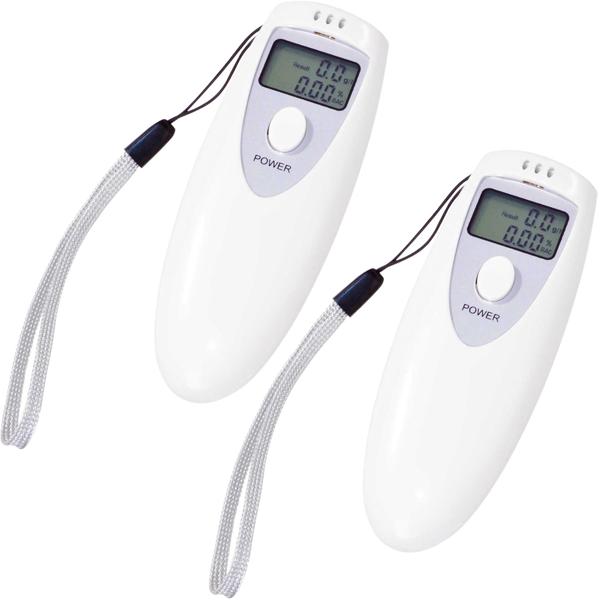 2er-Set Alkoholmessgerät Digital - Misst Alkoholgehalt in g/l & %BAC mit LCD-Display & Alarm - Kompakt, tragbar, inkl. Handschlaufe, 9.5x3.5x1.8cm