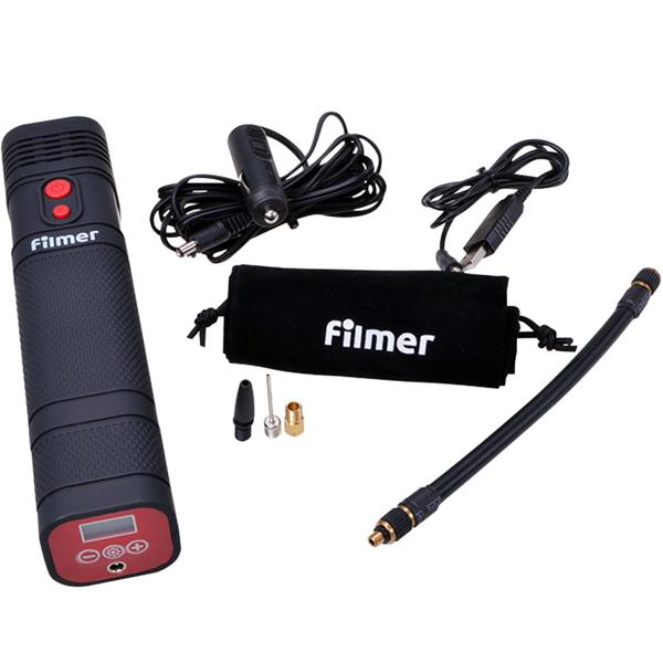 Akku-Mehrzweckkompressor, bis 8,25 bar, Digitale Anzeige, 2000mAh, Arbeitsleuchte, Luftpumpe mit verschiedenen Ventiladaptern, 120 PSI