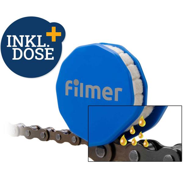 Velo Kettenöler Rolle - Mühelose & präzise Kettenschmierung für alle Fahrradtypen - Geringer Ölverbrauch - Inkl. Transportdose 60x16mm PVC/Wolle 21g