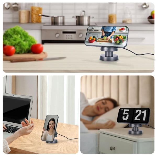 Multifunktionale drahtlose & komfortable Ladestation mit Nachtlicht (15W) USB-C - schwarz - für Smartphones, Watches, Pods & mehr - Komfort + Ordnung